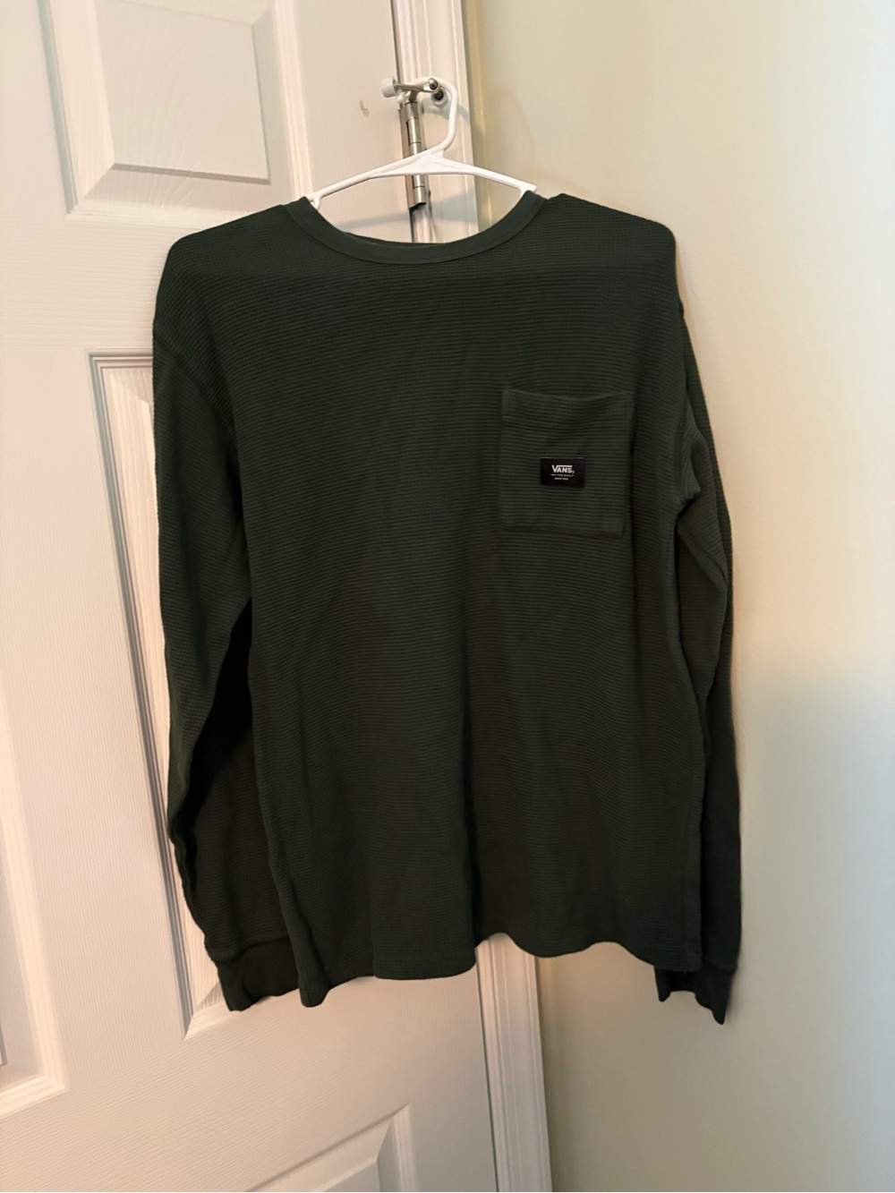 Vans Men's Long-Sleeve Pocket Tee in Olive Green